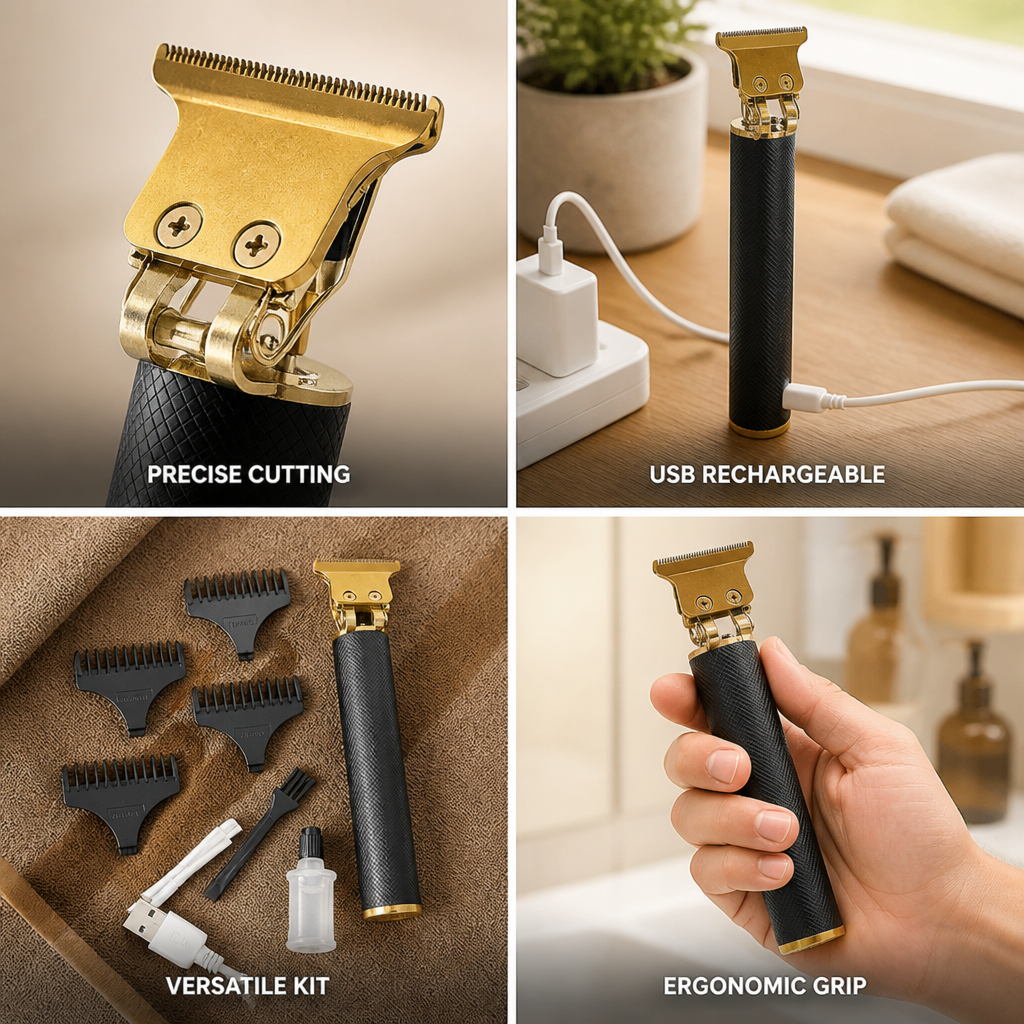 USB-Rechargeable Stainless Steel Hair & Beard Trimmer (60-Minute Runtime)