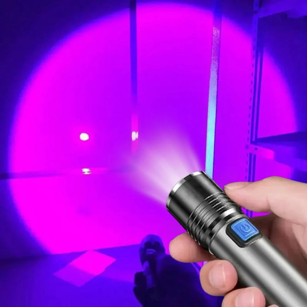 UV Flashlight Adjustable Zoom Beam Rechargeable