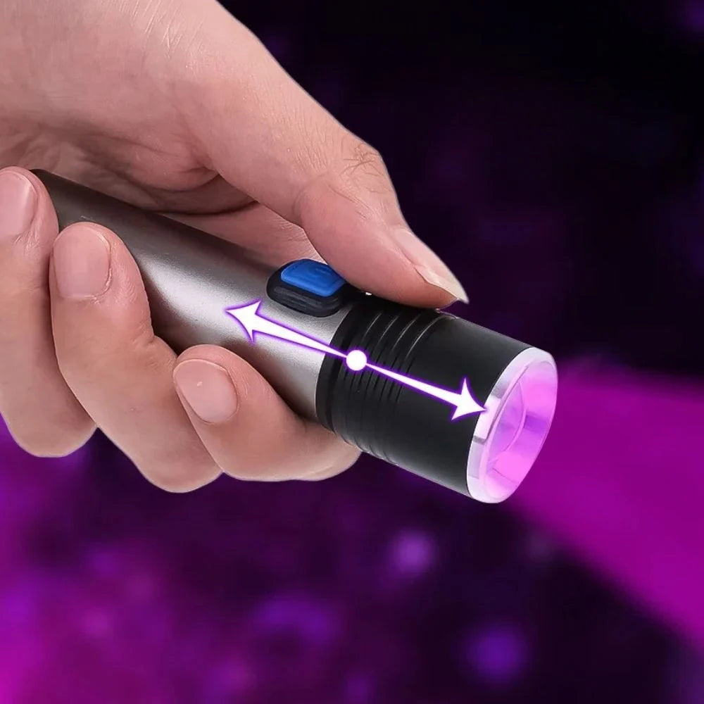 UV Flashlight Adjustable Zoom Beam Rechargeable