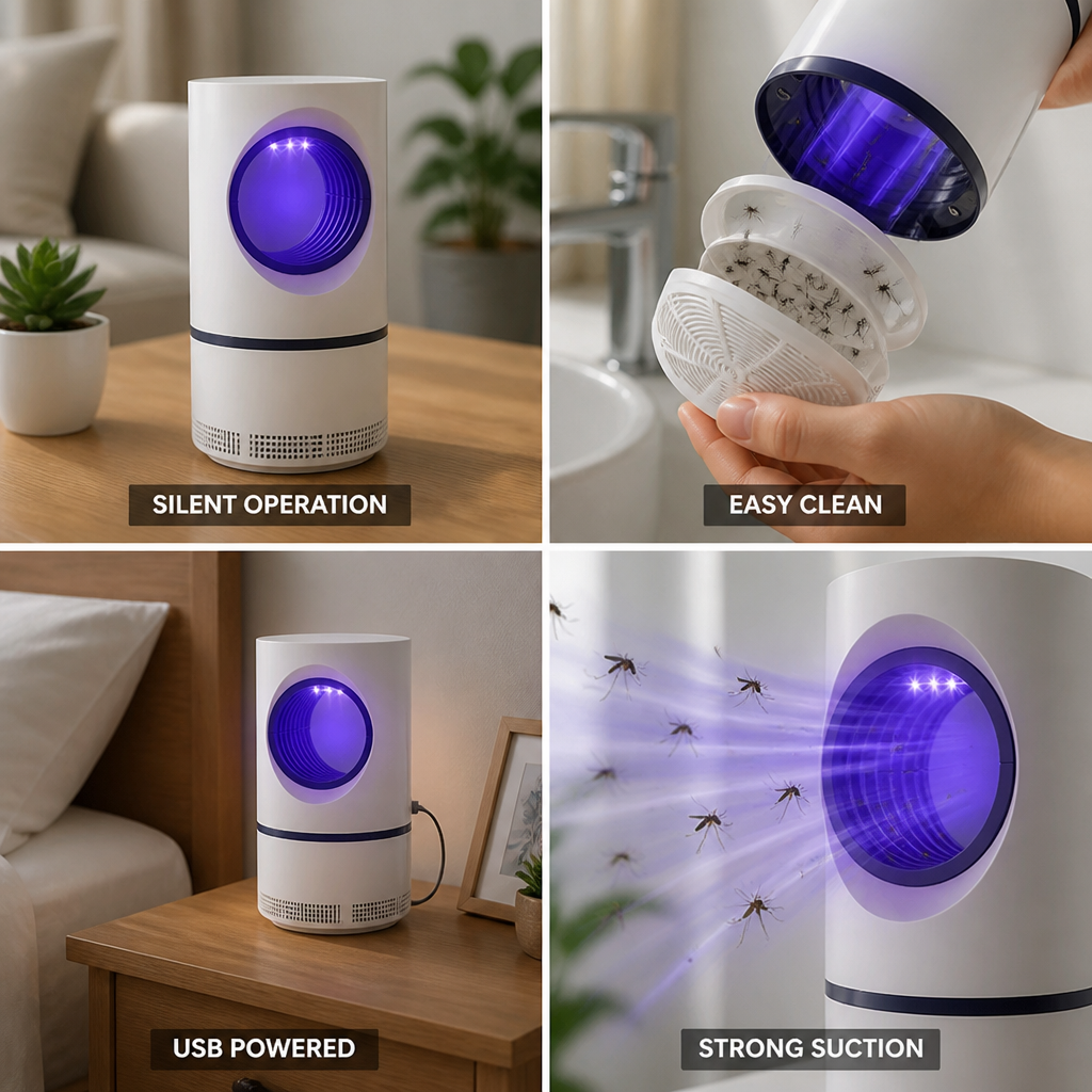 UV Light & Whisper-Quiet Mosquito Trap (USB-Powered)