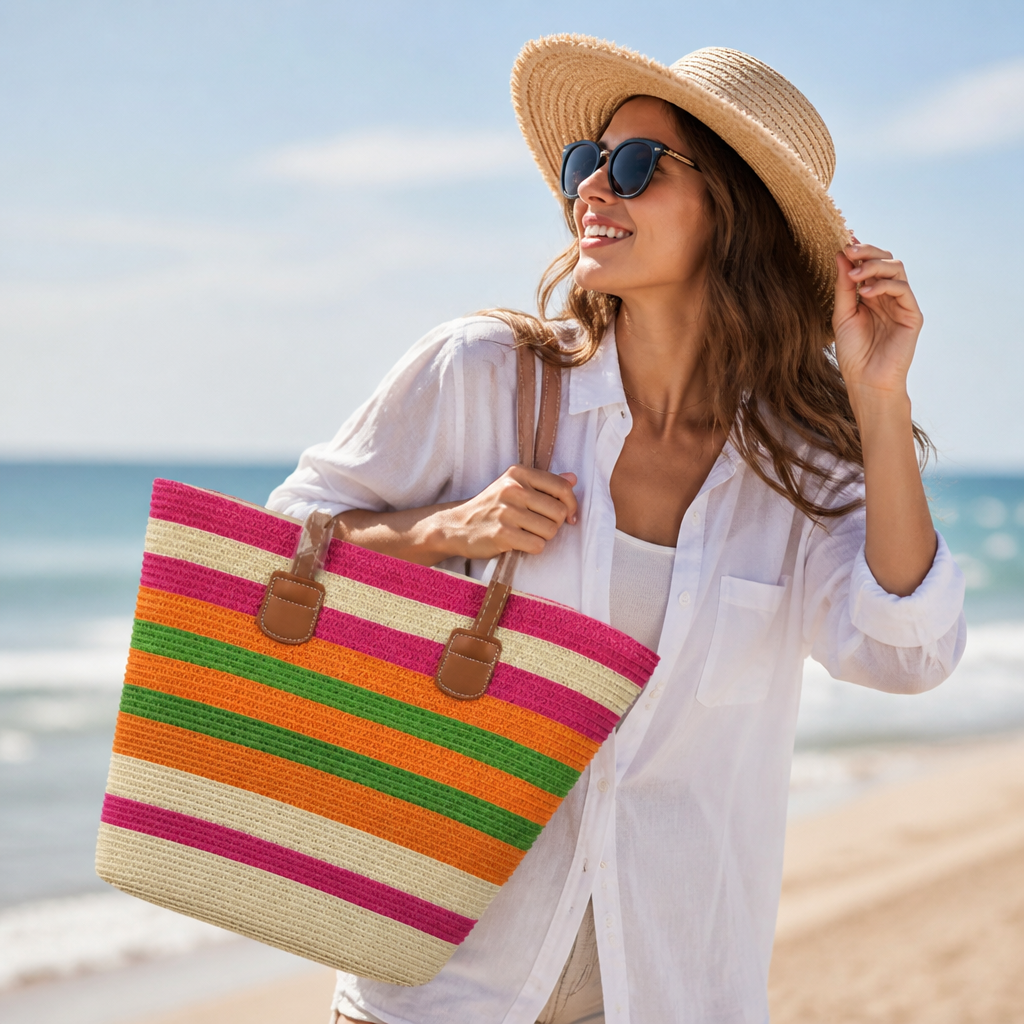 UV-Protective Wide Brim Straw Sun Hat (Adjustable Fit)