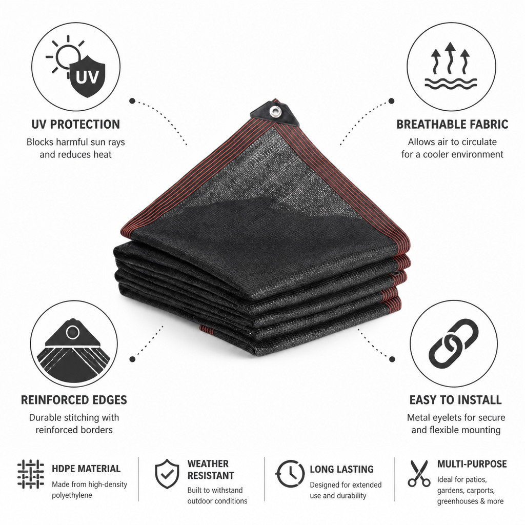 UV-Resistant Breathable Shade Net (Reinforced Edges & Metal Eyelets)