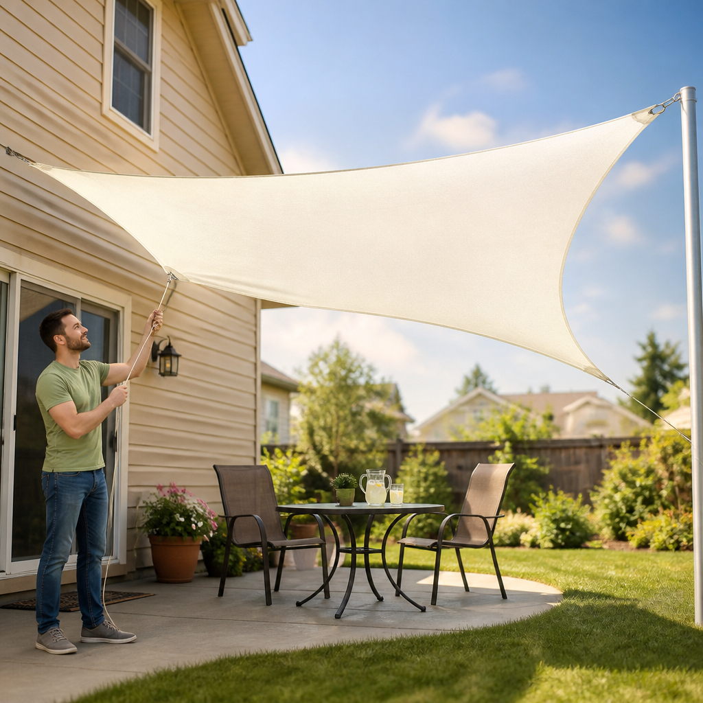 UV-Resistant Weatherproof Shade Sail Canopy