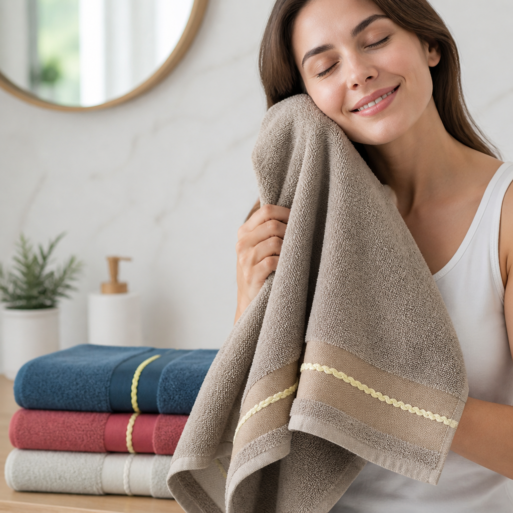 Ultra-Absorbent Cotton Terry Jacquard Bath Towel