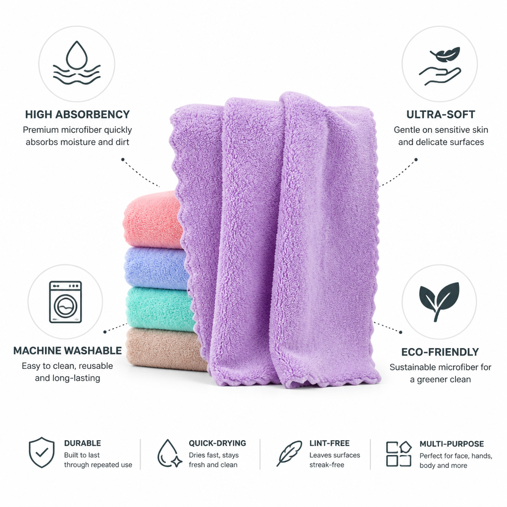 Ultra-Soft & Highly Absorbent Microfiber Cloth (Machine Washable)