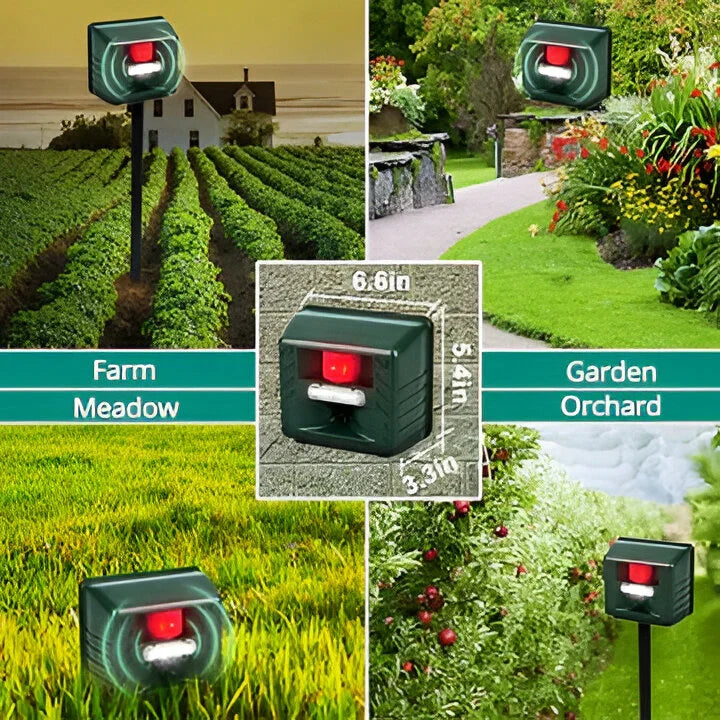 Ultrasonic Animal Repeller Motion-Activated Solar & Weather-Resistant