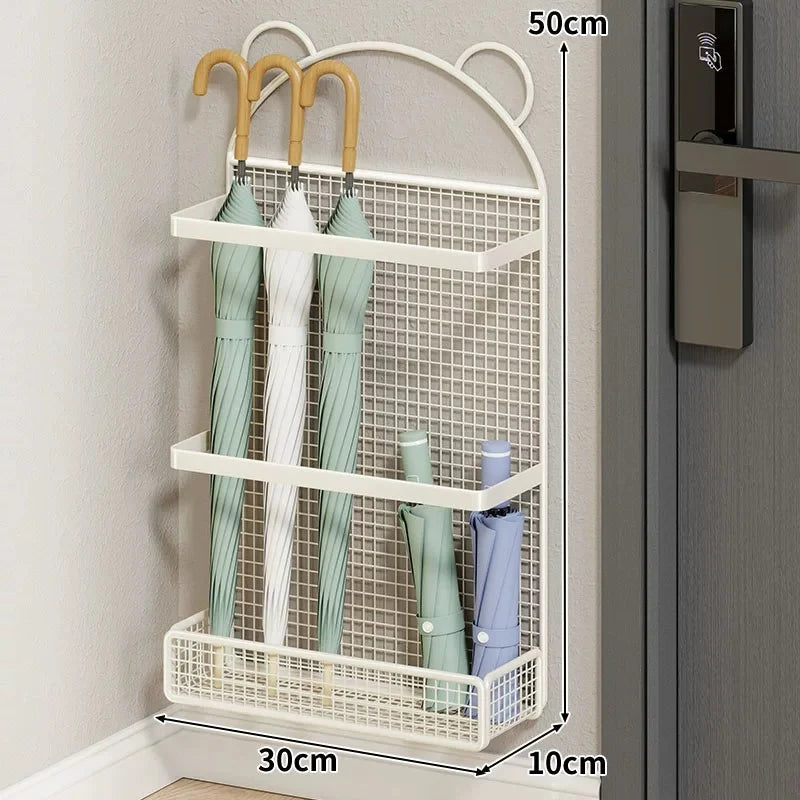 Umbrella Holder Slim Metal Frame Removable Drip Tray Dual Storage