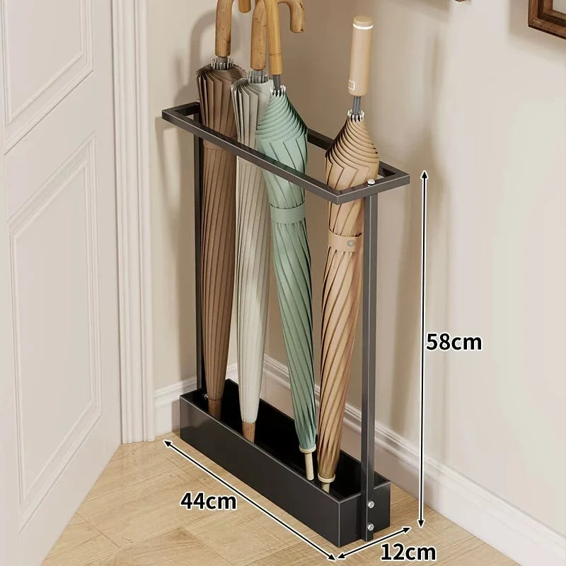 Umbrella Holder Slim Metal Frame Removable Drip Tray Dual Storage