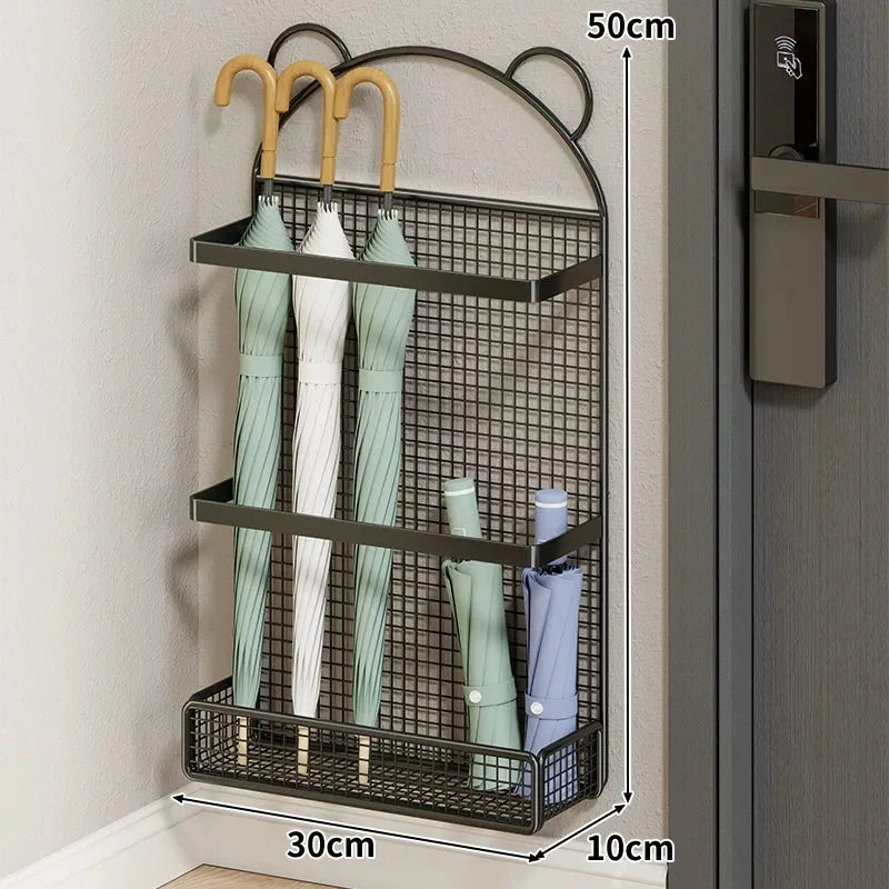 Umbrella Holder Slim Metal Frame Removable Drip Tray Dual Storage