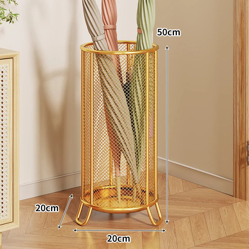 Umbrella Stand Perforated Steel Mesh Raised Legs & Removable Tray