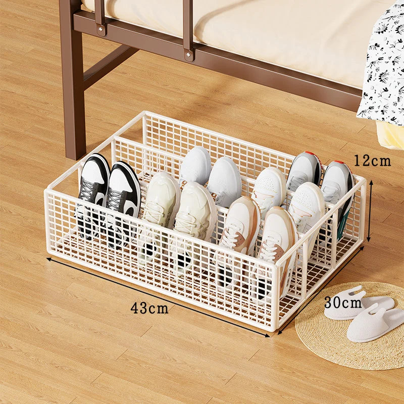 Under-Bed Shoe Organizer Low-Profile With Divided Compartments