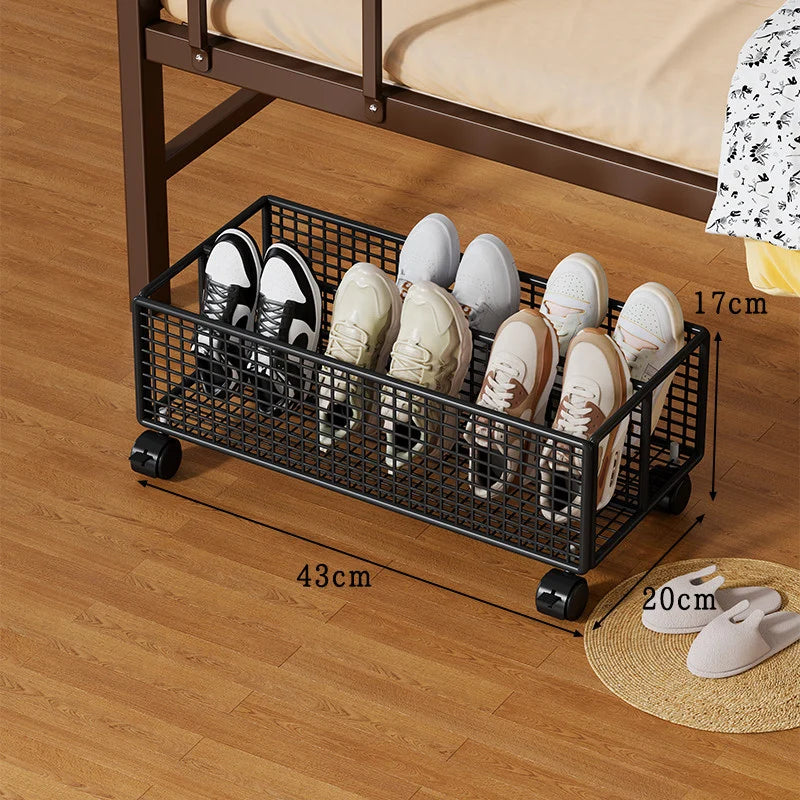 Under-Bed Shoe Organizer Low-Profile With Divided Compartments