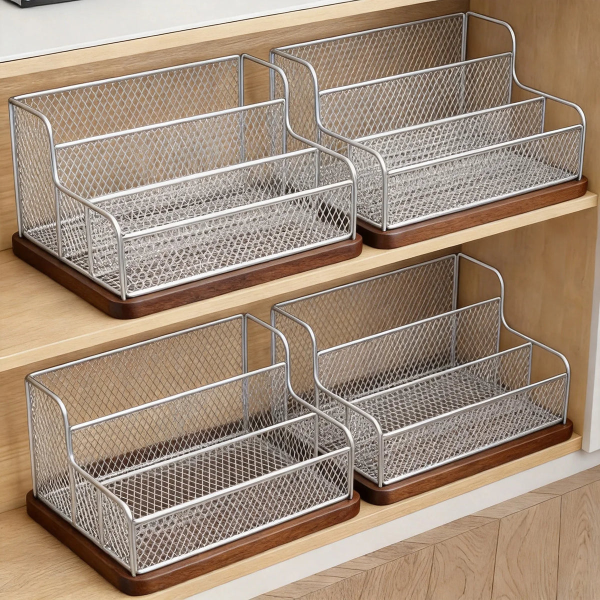 Under-Bed Shoe Organizer Pull-Out Steel Wire Space-Saving