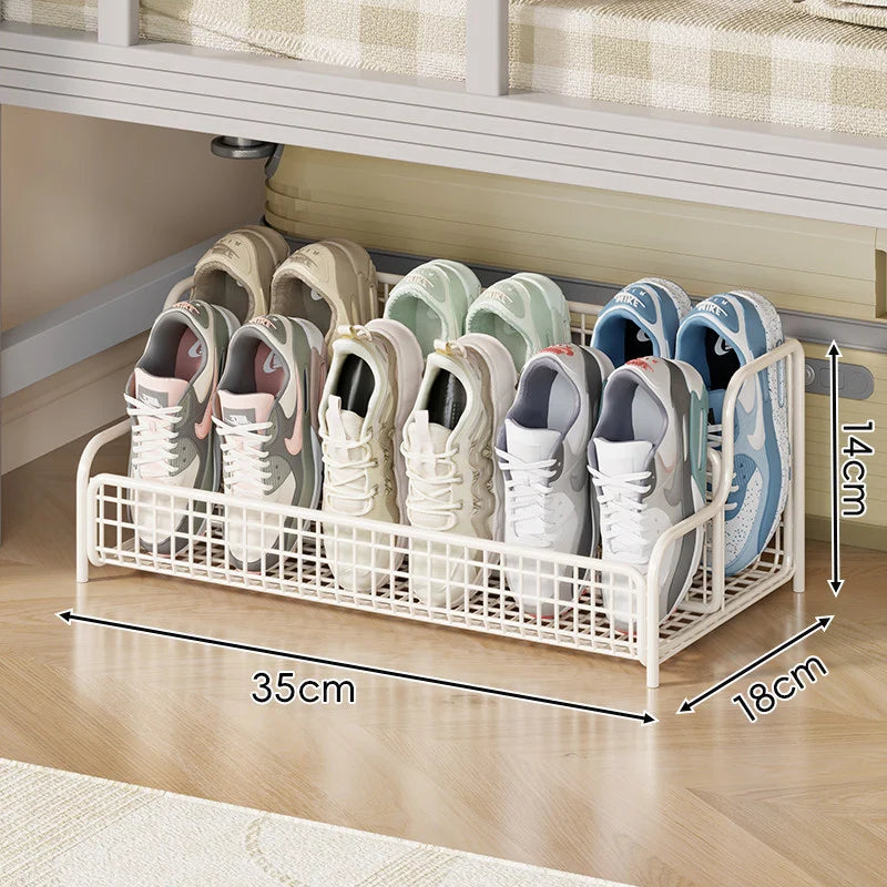 Under-Bed Shoe Organizer Ventilated Metal Mesh Space-Saving