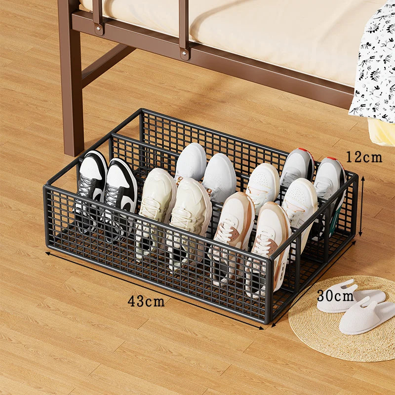 Under-Bed Shoe Storage Drawer Metal Mesh Removable Dividers