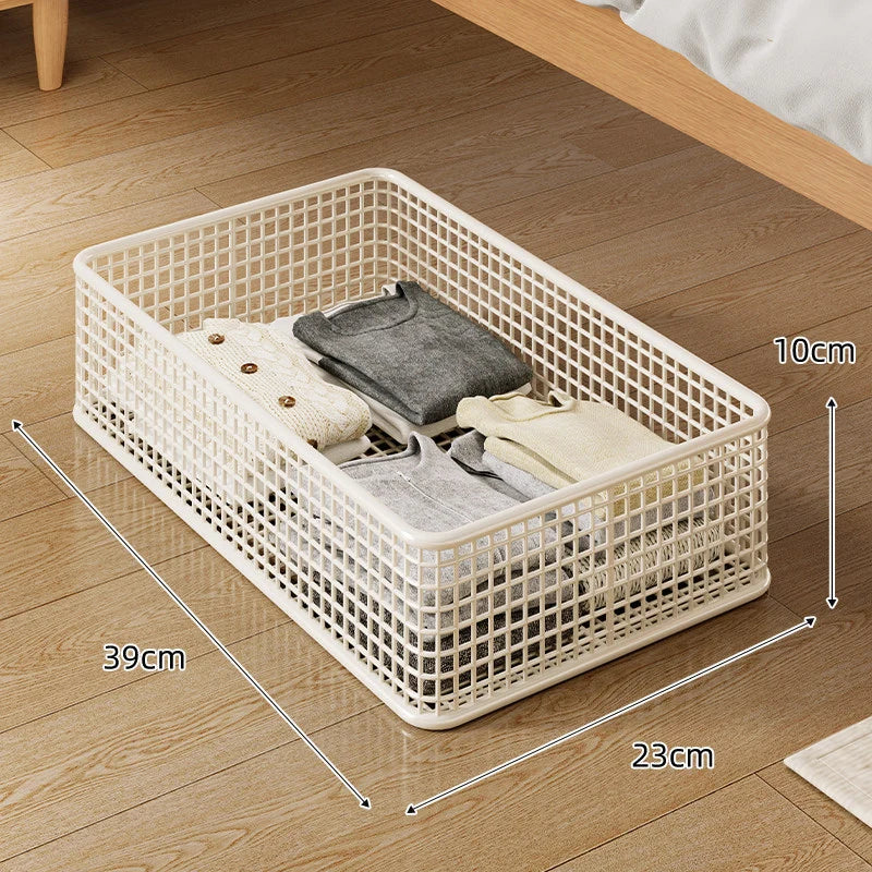 Under-Bed Storage Basket Low-Profile Breathable Metal Mesh
