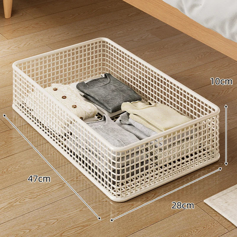 Under-Bed Storage Basket Low-Profile Breathable Metal Mesh