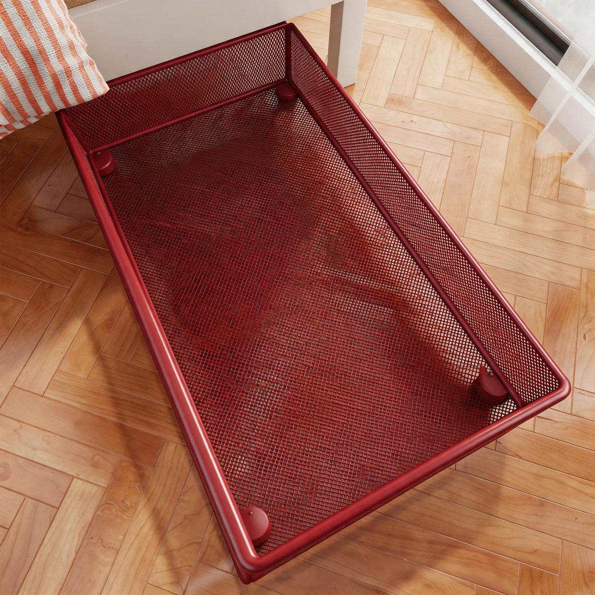 Under-Bed Storage Basket Metal Wire Low-Profile Breathable Open-Grid Design