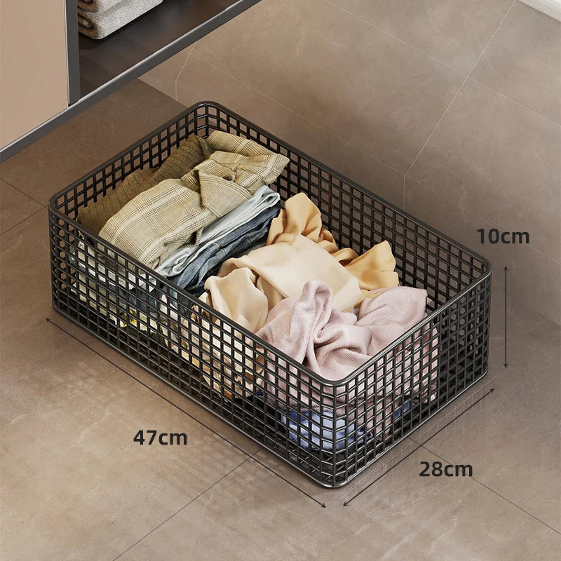 Under-Bed Storage Basket Ventilated Metal Mesh Locking Casters
