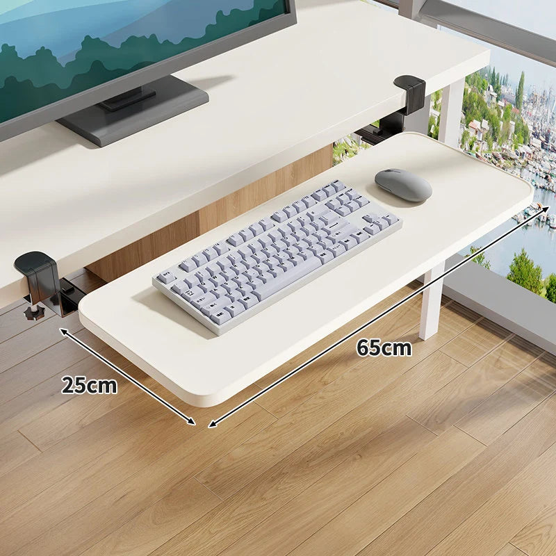 Under-Desk Keyboard Tray Sliding Clamp-On No-Drill Mount