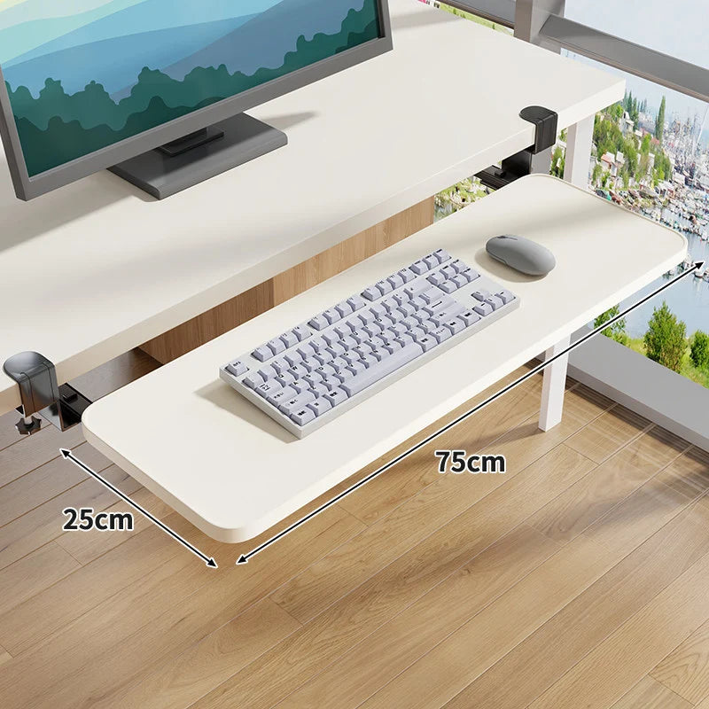 Under-Desk Keyboard Tray Sliding Clamp-On No-Drill Mount
