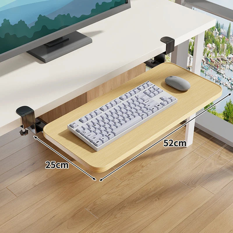 Under-Desk Keyboard Tray Sliding Clamp-On No-Drill Mount