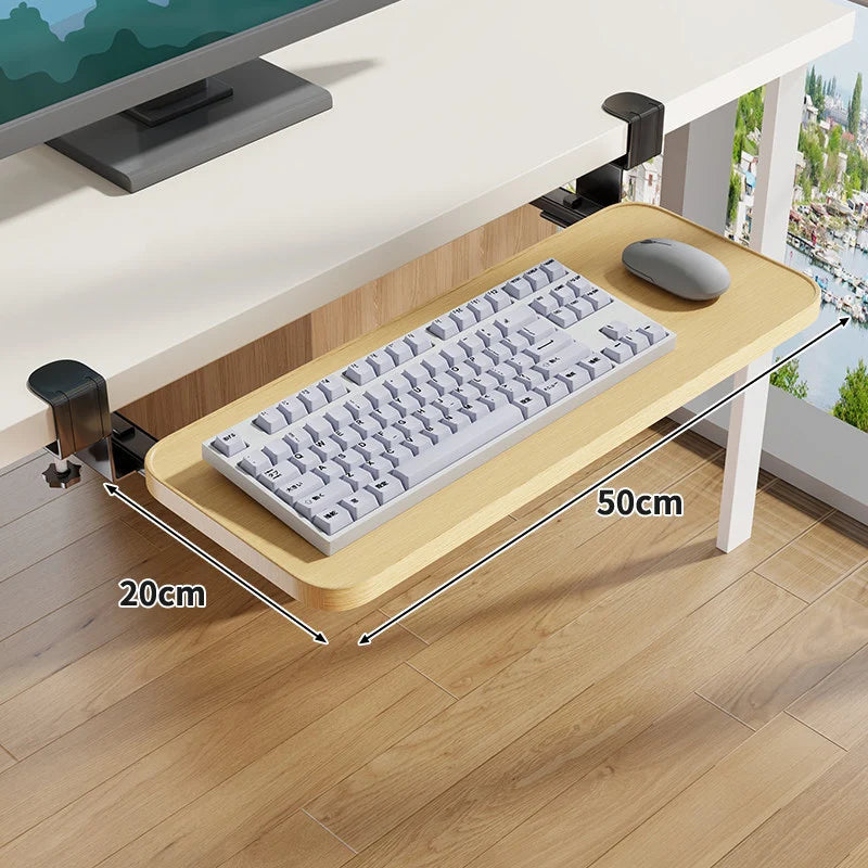 Under-Desk Keyboard Tray Sliding Clamp-On No-Drill Mount