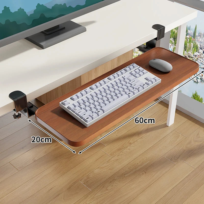 Under-Desk Keyboard Tray Sliding Clamp-On No-Drill Mount