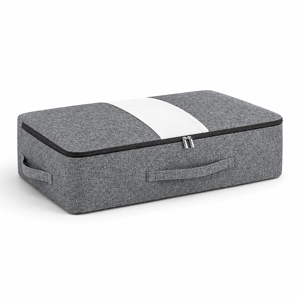 Underbed Storage Bag Polyester Fabric Clear Window Metal Zipper