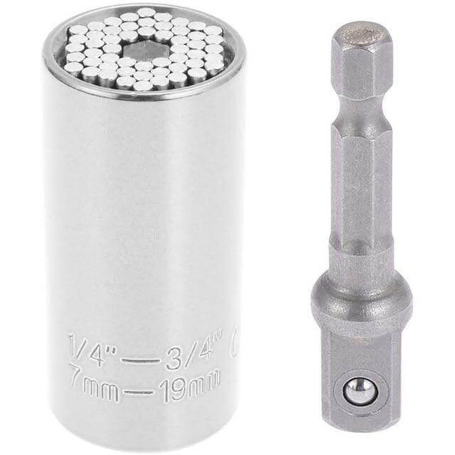 Universal Socket Wrench Self-Adjusting 7–19 mm With Drill Adapter