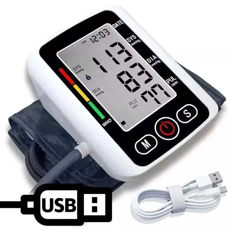 Upper Arm Blood Pressure Monitor Backlit LCD Memory Function