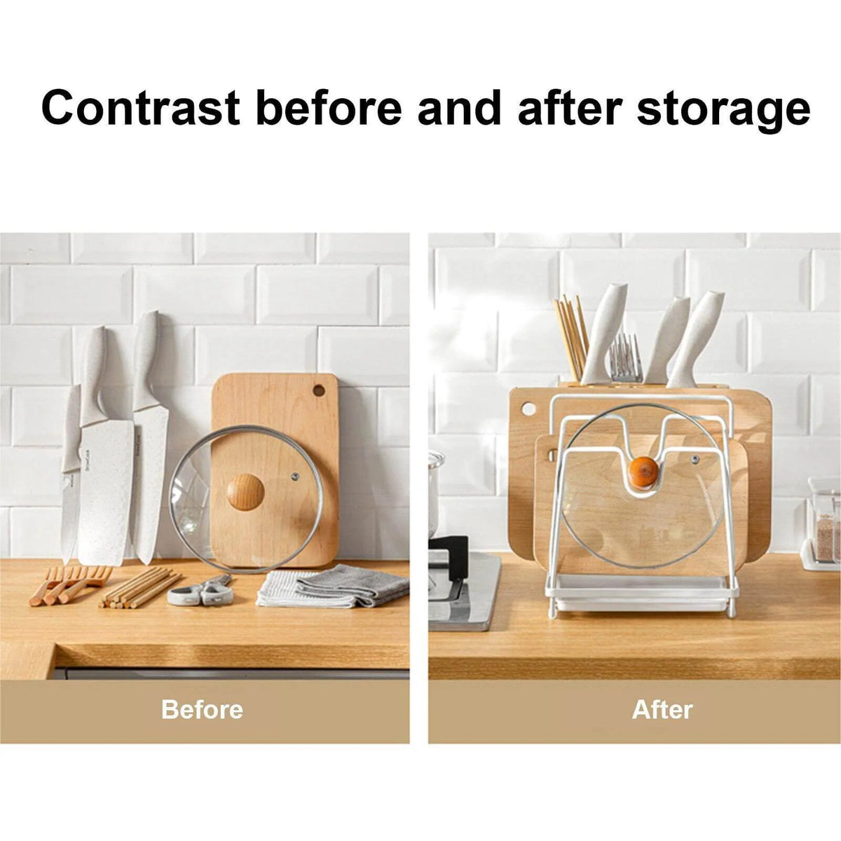 Utensil Holder Multi-Compartment With Drain Tray