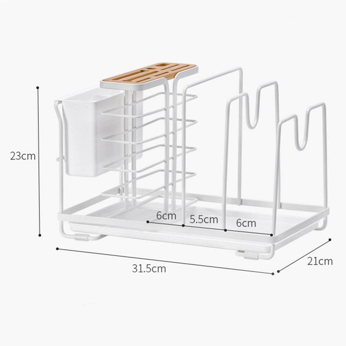 Utensil Holder Multi-Compartment With Drain Tray