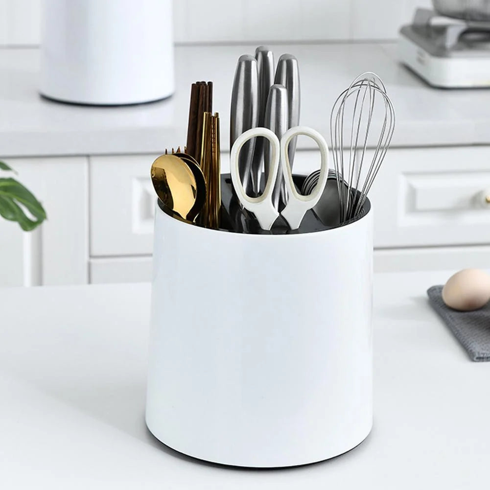 Utensil & Knife Holder Rotating Multi-Compartment Drainable Base