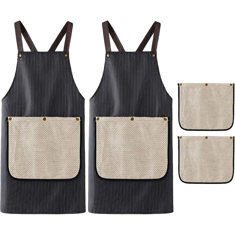 Utility Apron Waterproof Oil-Resistant With Detachable Towels