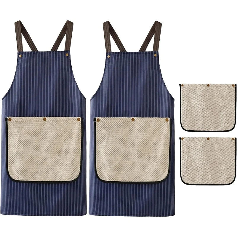 Utility Apron Waterproof Oil-Resistant With Detachable Towels