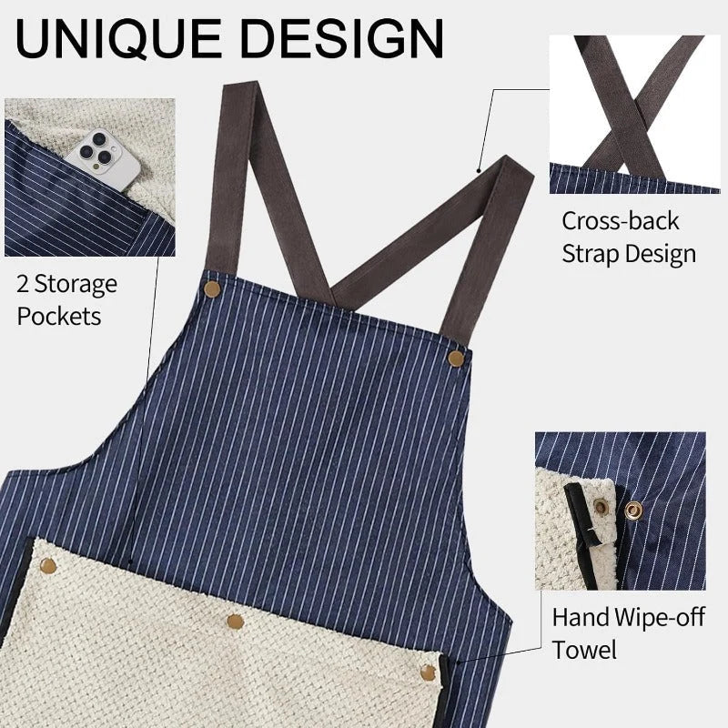 Utility Apron Waterproof Oil-Resistant With Detachable Towels