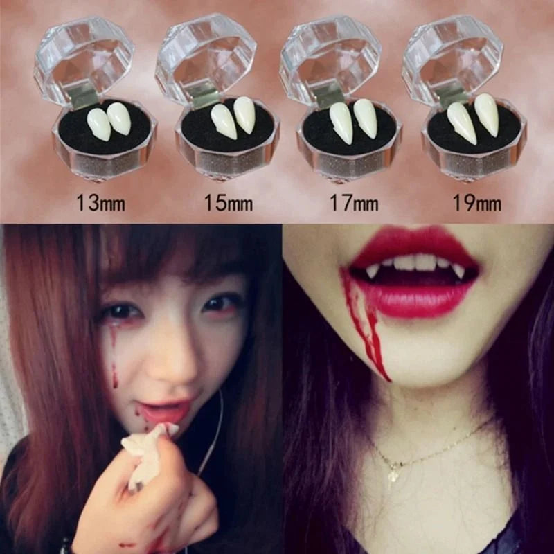 Vampire Fangs Lightweight Plastic Pointed Costume Teeth Four Sizes
