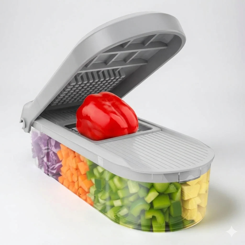 Vegetable Chopper 7-in-1 Interchangeable Blades & Catching Container