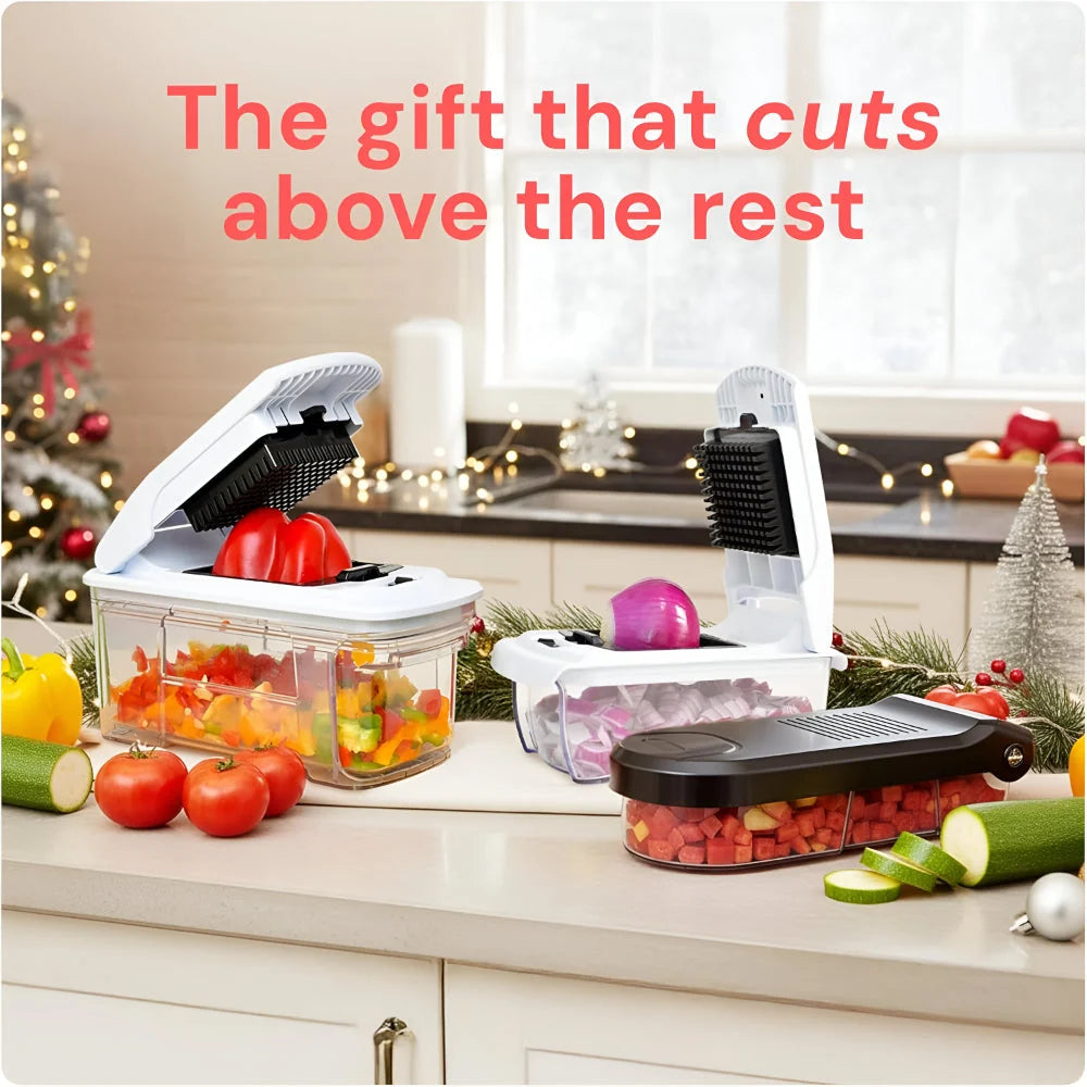 Vegetable Chopper 7-in-1 Interchangeable Blades & Catching Container