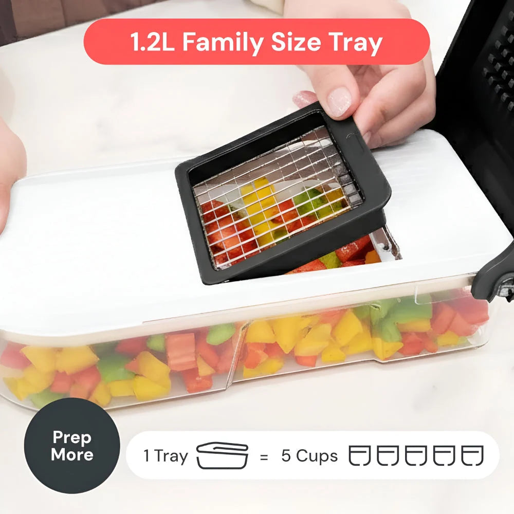 Vegetable Chopper 7-in-1 Interchangeable Blades & Catching Container