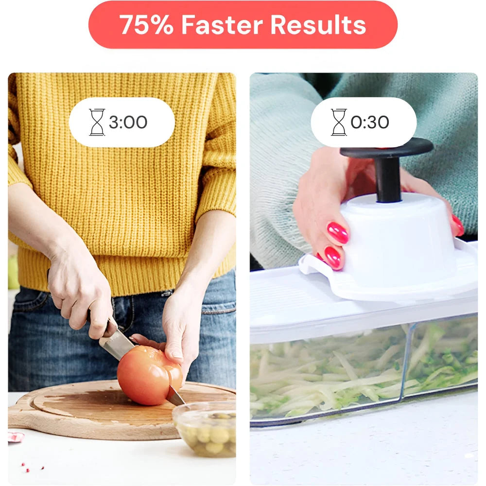 Vegetable Chopper 7-in-1 Interchangeable Blades & Catching Container