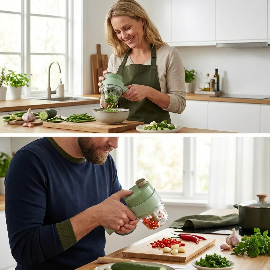 Vegetable Chopper Cordless Rechargeable Removable Bowl & Blade