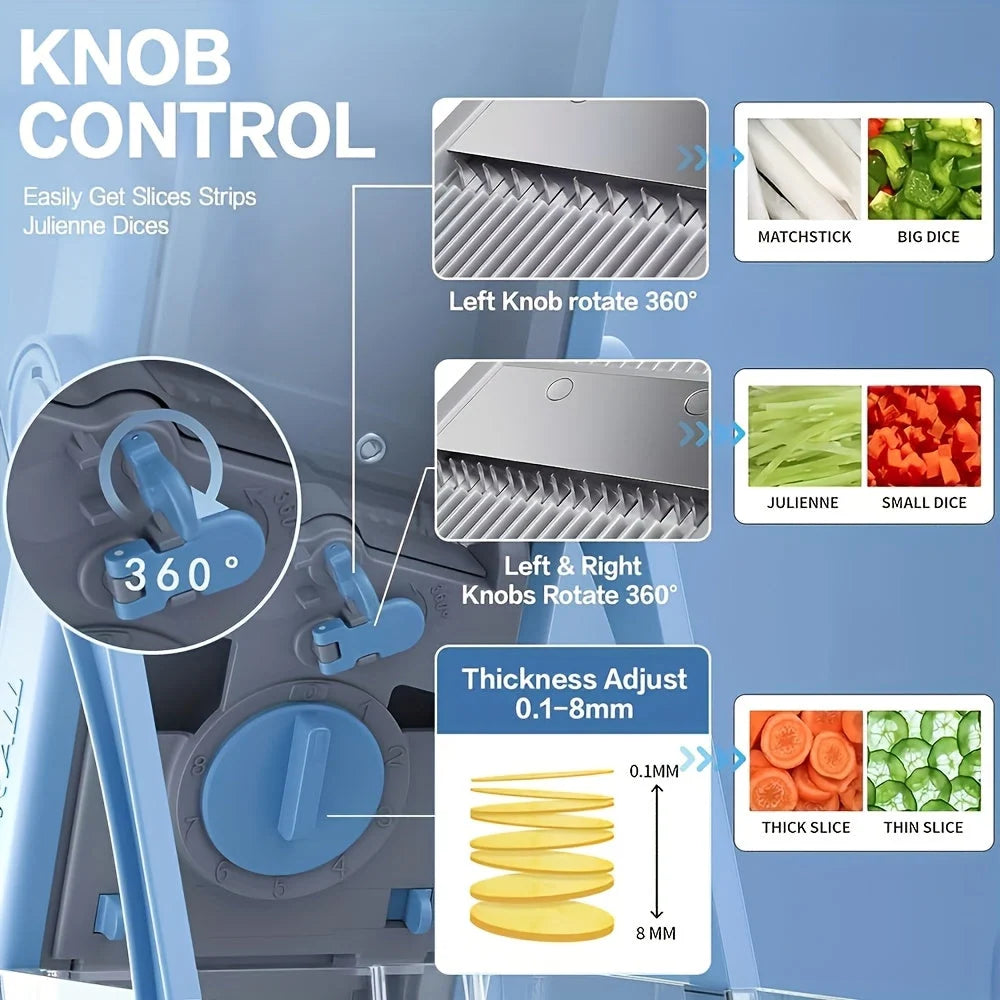 Vegetable Cutter Adjustable Stainless Steel Blade Collection Tray