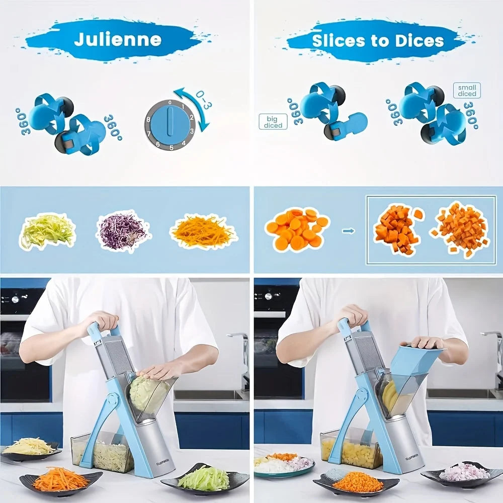 Vegetable Cutter Adjustable Stainless Steel Blade Collection Tray