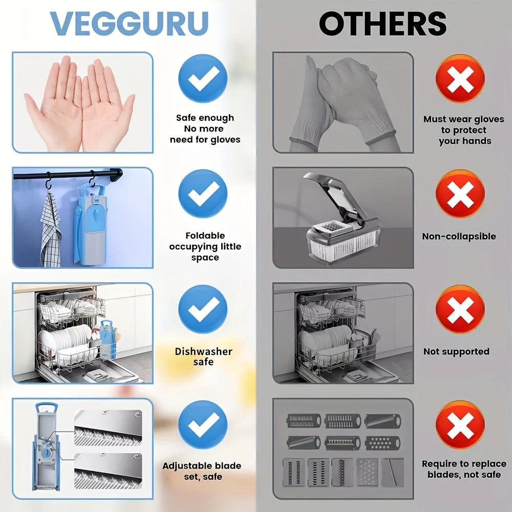 Vegetable Cutter Adjustable Stainless Steel Blade Collection Tray