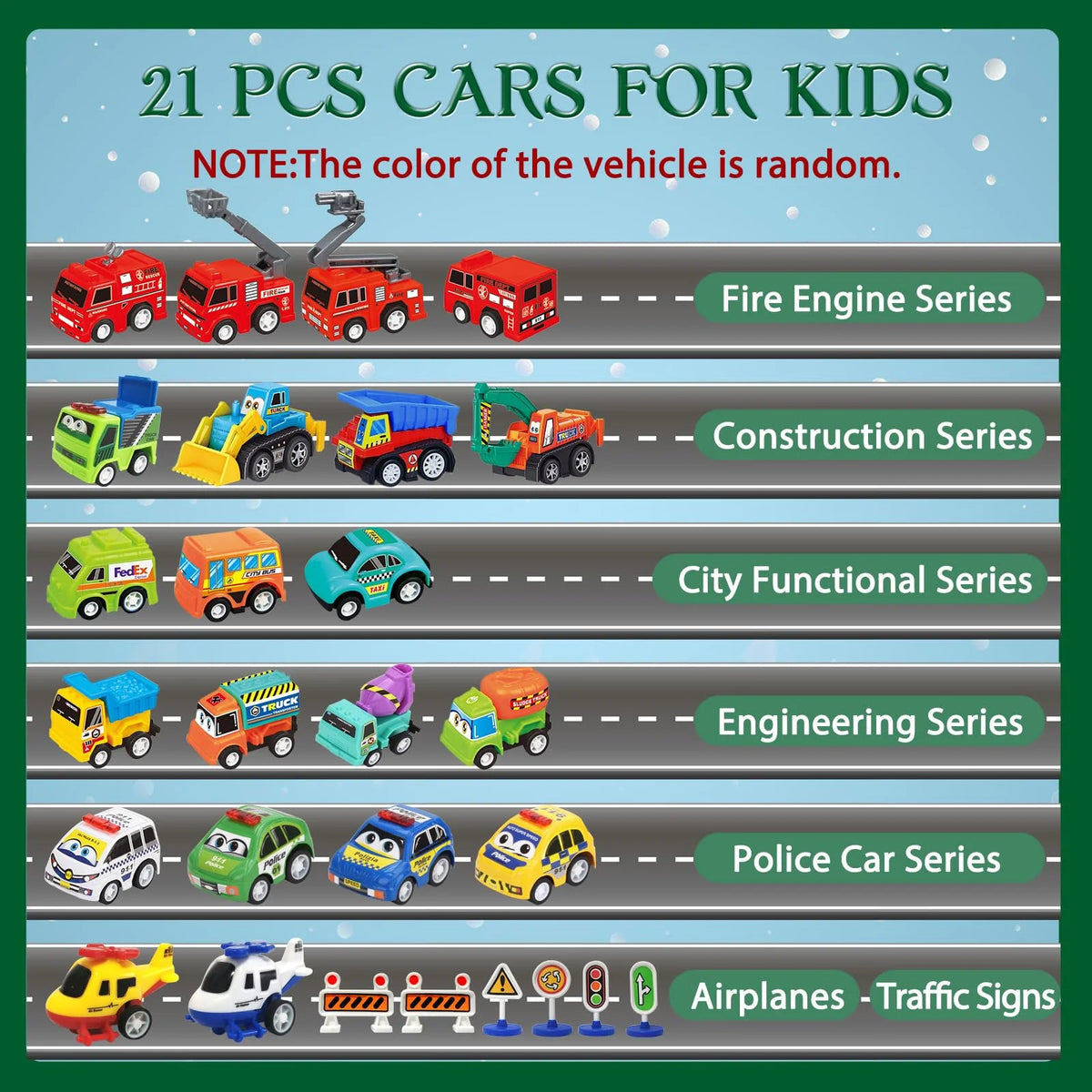 Vehicle Advent Calendar 21 Pull-Back Vehicles & Road Signs