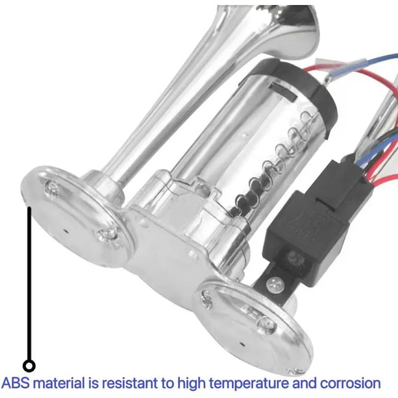 Vehicle Air Horn Dual Trumpet Built-In Compressor