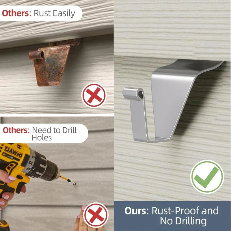 Vinyl Siding Hooks Stainless Steel No-Drill 18 lb Capacity