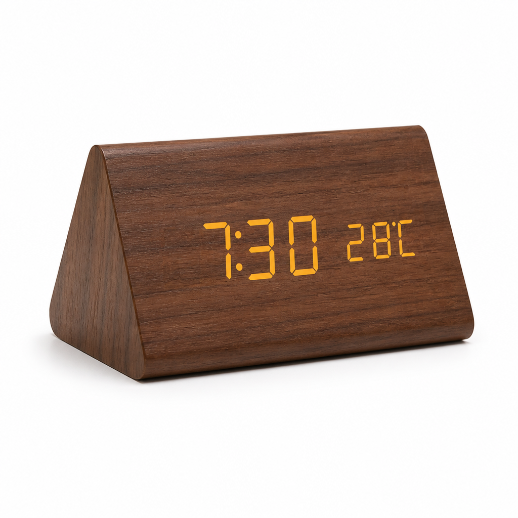 Voice-Activated LED Wooden Alarm Clock